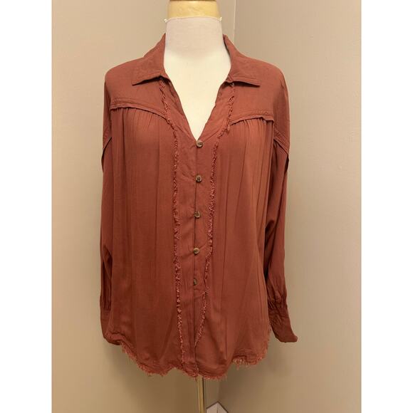 NWT Blu Pepper Fall in Love Boho Top Rust Red Sz Large - Picture 2 of 10